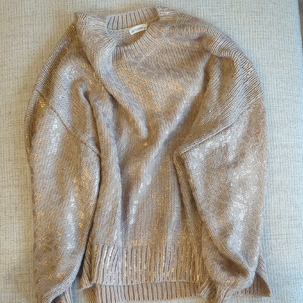 Women's Oversized Crewneck Shimmery Cheetah Sweater